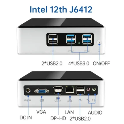 HG002-J6 Celeron J6412 Mini PC - Triple Display (VGA+HD+DP) | 8 USB Ports | Business Office Pocket Computer